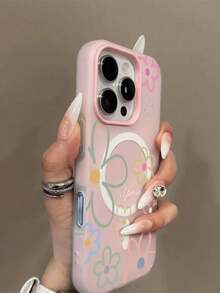 1pc Spring Flower Pattern Jelly In-1 Magnetic Phone Case, Couples Phone Case For Valentine's Day, Compatible With IPhone 17 Pro Max/16 Pro Max/15 Pro Max/13/15/16/17 Pro/14/11, Fashionable Flower Pattern Jelly In-1 Magnetic Phone Protective Case - Estilo 2 (1 pieza) - Ver 2