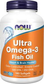Now Foods Supplements, Ultra Omega-3 Molecularly Distilled And Enteric Coated, 180 Softgels - default - 查看 6