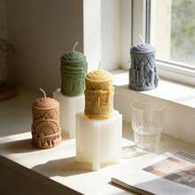 3D City Landmark Silicone Candle Mold, Relief Building Pattern Cylindrical Soap Candle Resin Mould, DIY Aromatherapy Candle Making Supplies For Home Decor Handmade Gift - Famous Building - View 5
