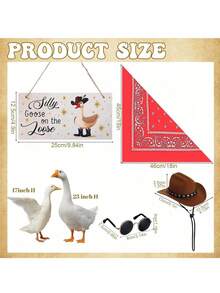 4pcs Western Cowboy Style Goose Decorations, Funny Carefree Goose Hanging Ornaments Including Cowboy Hat, Bandana, Glasses, Suitable For 17" Or 23" Statues, Outdoor Yard Lawn Art Decor (Brown, Red) - A - View 3
