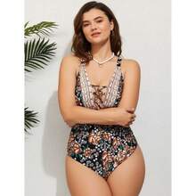 Floral Swimsuit For Women Vintage HalterPiece - LaceBathing Suit Retro High Waist Swimwear Sexy Beachwear Summer - 多色433 - 查看 1