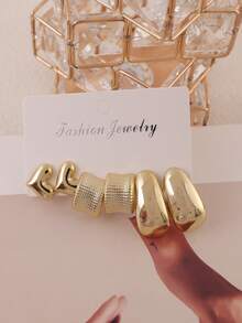 6-18pcs Women's Fashion Gold Shell & Starfish Shaped Earrings - Gold - View 6