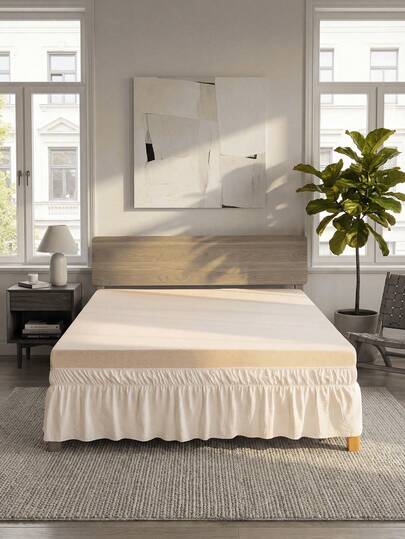 1pc White Bedskirt, Vintage Farmhouse Bedroom Decor, Soft Microfiber Bedskirt, Without Comforter, Dorm Essential, Student Bedding, Cozy & Comfortable