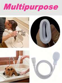 1pc Faucet Shower Head Extension, Multi-Function Faucet Sprayer With Shower Head, Suitable For Hair Washing, Bathtub, Shower Head Attachment, Pet Washing And Grooming - White - View 7