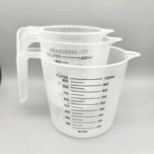 3pcs/Set Plastic Measuring Cups, Transparent With Measurement Markings, Kitchen Baking Measurement Tool Set - White - View 12