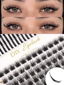 448片D型卷翘6-18mm宽茎DIY假睫毛簇，自然浓密，可重复使用，适合日常生活、婚礼、约会、派对、音乐节、春季、旅行等场合。 - D - 查看 7