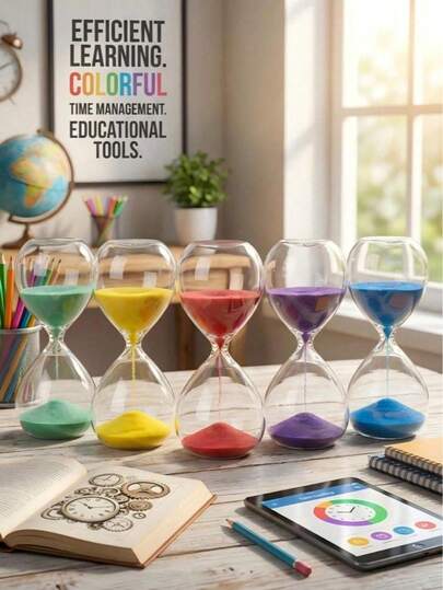 1 pieza Temporizador de 5/10 minutos, hecho de vidrio transparente, disponible en múltiples colores de arena. Adecuado para cronometrar actividades de entretenimiento y juegos de fiesta, también se puede usar como una decoración de escritorio elegante colocada en la sala de estar, el dormitorio, el estudio o la oficina.