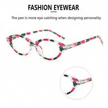 A Pair Of Red And Green Women's Oval Reading Glasses With Lightweight Frame Artistic Fashion Glasses For Holiday Gifts - Red and Green Frame - View 6