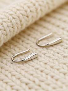 1 Đôi bông tai bạc S925 kiểu dáng tối giản hình giọt nước, bông tai thời trang cá tính, thanh lịch, phù hợp cho phụ nữ đeo hàng ngày, quà tặng bông tai đa năng, phụ kiện chăm sóc lỗ xỏ tai. - giọt nước - Xem 4