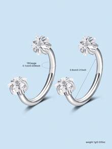 2pcs 18G CZ Star Heart Round Horseshoe Barbell 316L Stainless Steel Cartilage Piercing Jewelry For Women Fashion Accessories - Silver - View 2