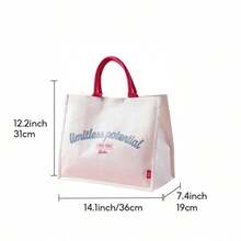 Miniso Bolso de gelatina negro de la serie Barbie / Bolso de tote blanco brillante, estilo todo a juego y ligero, bolso para salidas diarias/compras, regalo de cumpleaños perfecto, material de poliéster (1 pieza) - Rosa - Ver 9