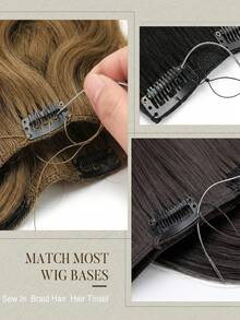 nunify 用于手工缝制发片、假发、DIY的缝纫线/编织线（黑色、棕色、深棕色、米色、卡其色），60米/卷，配C型弯针，假发制作工具 - 1PC - 查看 10