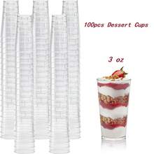 Bộ 20/40/100 chiếc cốc nhựa mini đựng tráng miệng 90ml (3oz), bát tráng miệng bằng nhựa tái sử dụng, cốc tròn đựng tráng miệng, khuôn bánh, thích hợp cho các món tráng miệng, bánh pudding, mousse, dã ngoại và tiệc tùng. - trong suốt - Xem 14