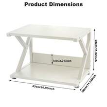 Modern Desktop Printer Stand 2 Tier Desk Organizer Multi-Purpose Computer Monitor Riser With Storage Shelves Wood Printer Stand For Home Office Fax Machine Scanner Books - White - View 2