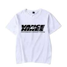 VANCE HINES Motorcycle Racing Exhaust Inspired Graphic Tee, Casual Harajuku Soft T-Shirt, Unisex Summer Top - 白色 - 查看 7