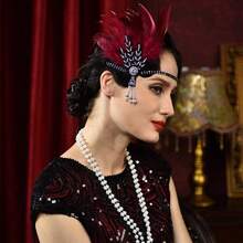 1 pieza Clip para el cabello con plumas estilo años 20 Flapper, para festival de música, fiesta del té, boda, Día de la Madre, accesorio nupcial - Ver 8