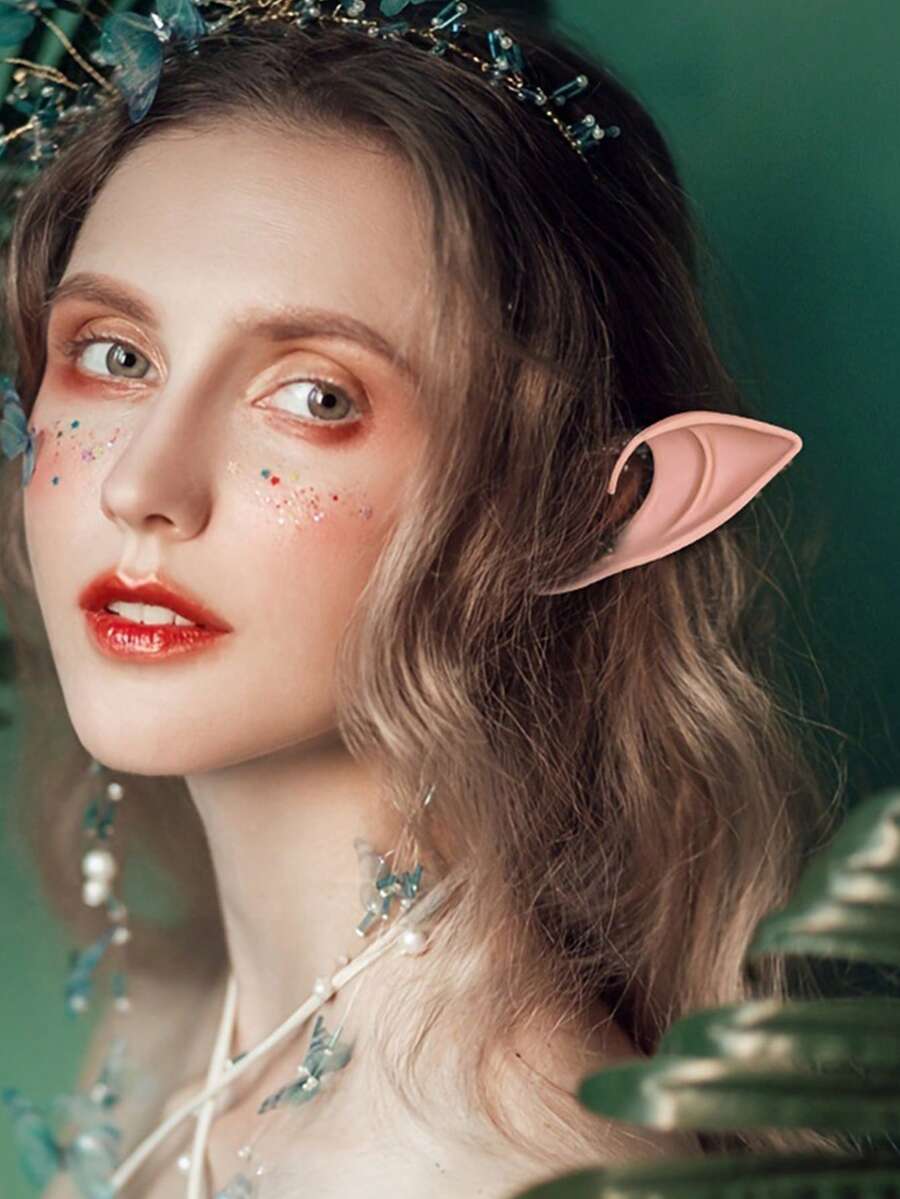 1 par de orejas de elfo de Halloween, orejas de elfo, dientes falsos de vampiro, orejas falsas de hada - color - Ver 1