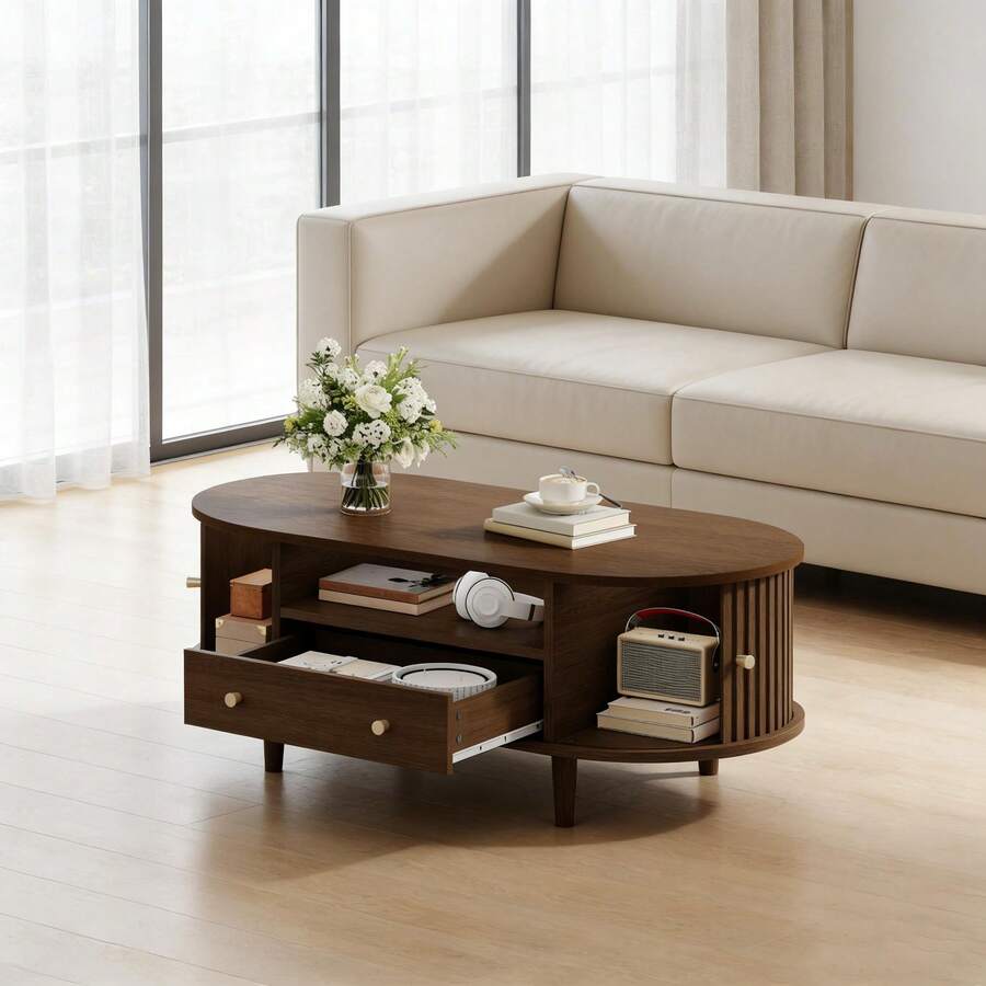 Coffee Tables - Walnut + MDF-1 - View 1