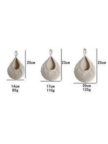 1pc Handwoven Teardrop-Shaped Storage Basket, Bohemian Style, Space-Saving Wall-Mounted Organizer, Suitable For Storing Vegetables, Potatoes, Onions, Garlic, Fresh Produce, Snacks, Toiletries, Towels, Toys And Household Items, Multifunctional Decor Piece, Fits Bohemian & Farmhouse Home Decor - White - View 9