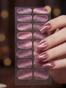 Shiny Ombre Full Wrap Nail Stickers, Self-Adhesive Waterproof Solid Color DIY Nail Art Decals, Suitable For Women's Daily And Party Use - Multicolor - View 17