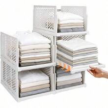 5-Pack Pull-Out Closet Organizers Smooth Sliding Stackable Foldable Storage Bins Reinforced Anti-Tip For Bedroom Office - Default - View 7