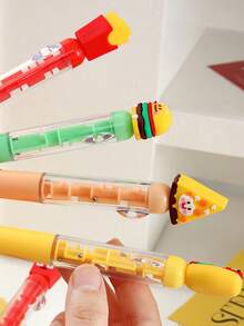 4-Color Cute Shaped Creative Maze Pen - Hamburger And French Fries Food-Shaped Soft Gel Tip Design - 0.7mm Black Ballpoint Pen - Twistable Tip For Smooth Writing - Highly Playable Dopamine-Colored Ballpoint Pen - 多色 - 查看 8