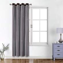 1 buah Tirai Motif Bintang, Cocok untuk Ruang Tamu & Kamar Tidur, Tirai Anti Cahaya, Dekorasi Liburan, Tirai Gaya Putri yang Lucu & Unik - Coffee Brown - View 15
