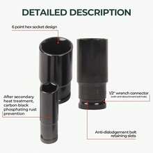 20 Piece 1/2 Inch Drive Deep Impact Socket Set Sleek Black C-Hrome Finish For Ultimate Durability And Performance Heavy Duty Impact Sockets Ideal For Mechanic Tool Sets Complete Impact Socket Set, 8mm-32mm Deep 6-Point Set W/Case - A - View 5