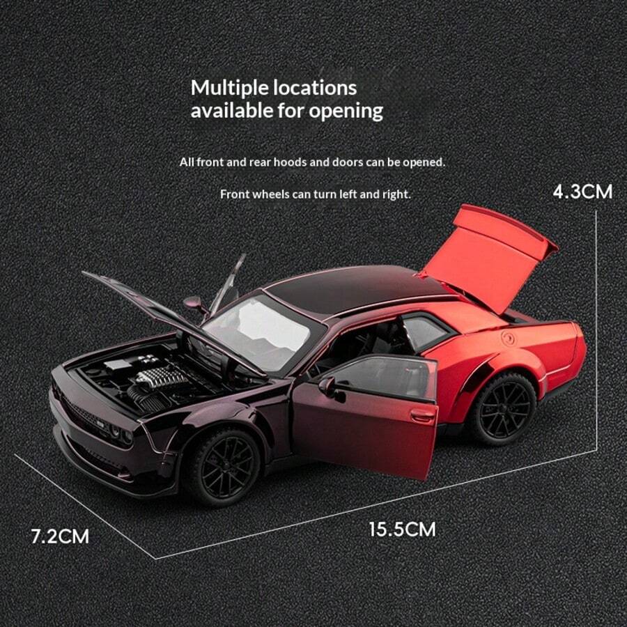 1pc 1:32 Scale Collector Grade High-Quality Electroplated High-Detail Alloy Die-Cast And Rubber Hellcat Style Muscle Car Model, Modern American Muscle Car Style, Suitable For 14 Years And Above, Car Enthusiast Collection, Birthday, Holiday Gift And Home Decor - Multicolor - View 1