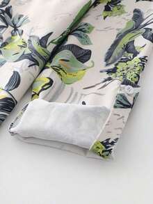 2pcs Vintage Print Set, Comfortable & Versatile, With Lapel Wide-Leg Pants; Suitable For Airport, Island Vacation Or Daily Shopping Spring - 橄欖綠 - 查看 7