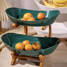 豪华双层水果碗，木质水果盘，客厅装饰，创意糖果/零食收纳架。新款豪华三层现代竹制水果/糖果/零食托盘，客厅茶几适用。 - 彩色 - 查看 11