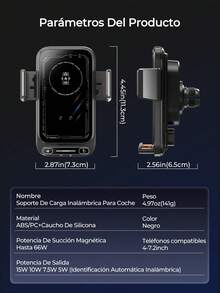 REMAX Cargador de coche totalmente automático con un solo toque, carga inalámbrica de 15W y carga magnética de 66W y carga por cable, apertura y agarre automáticos, rotación de 90° con un solo toque, batería recargable incorporada de 200mAh, cargador para iPhone, cargador Tipo C, accesorios para coche, artículos esenciales para coche - Titular - Ver 12