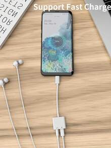 USB-C 适配器，Type-C 转 USB-C + USB-C 转换线 / USB-C + 3.5mm 音频充电器适配器线充电分线器，兼容 17/16/15 Pro Max/15 Pro/15 Plus/15、S26/S25/S24/S23/S22/S21 Ultra Plus，即插即用转换器 - 白色 - 查看 6