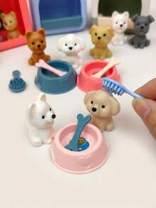 8 件/套儿童过家家宠物玩具，随机颜色狗狗配件迷你玩具狗笼玩具套装，感恩节、复活节、圣诞节派对礼物 - 彩色 - 查看 5