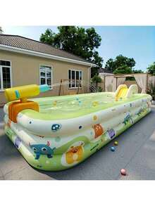 1pc Large Durable PVC Foldable Inflatable Swimming Pool - Universal Size, Foldable & Portable, Outdoor Recreation, No Electricity Needed, Foldable & Storable, Suitable For Beach, Camping, Backyard, Family Outdoor Swimming Pool, Giant Inflatable Pool/Home Inflatable Pool/Backyard Inflatable Pool, Backyard, Family Water Party, Summer Fun, Home Yard, Summer Party, Parent-Child Interaction, Inflatable Bathtub, Soaking Tub, Foldable Bathtub - A - View 7
