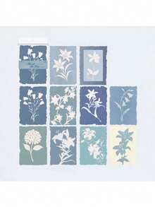 MOCARD 20pcs/Pack Vintage Botanical Floral Themed Scrapbooking Papers, Non-Adhesive DIY Decorative Materials, Holiday Gift, Handmade Collage Supplies, Personalized Scrapbook Planning, Creative School Stationery - 1. Soft Blue Lily - View 10
