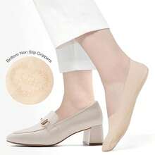 Vớ không lộ cổ chân dành cho nữ, chất liệu nylon, chống trượt, cổ thấp, lót trong mỏng, vớ lụa nhẹ cho giày bệt và giày lười. - D - Xem 2