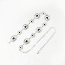 镂空波西米亚风腰链，可调节金属镶嵌腰带，女士派对卡通锌合金几何图案金属腰带，适合婚礼、春、夏、秋、冬等场合。 - 銀色 - 查看 3