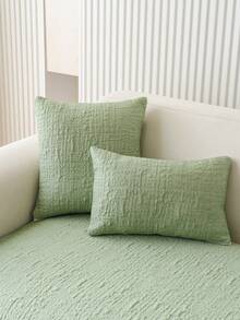 1pc Solid Color Irregular Ice Silk Sofa Cushion Cover, Modern Minimalist Sofa Slipcover, Breathable Sofa Cover, Summer Style, Pilling Resistant, Wrinkle Resistant, Anti-Slip, Anti-Dust, Protect Sofa, Machine Washable, Non-Deformation, Fade Resistant, Durable, Anti-Pet Scratch, Sofa Makeover, Sofa Decor, Enhance Ambiance, Fit 1-4 Seater, L-Shaped Sofa - Green - View 7