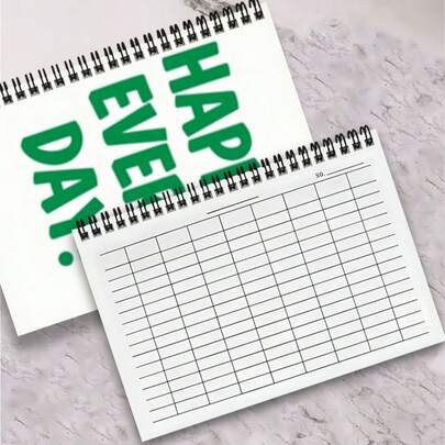 1 cuốn sổ tay A5 đa năng bìa "Happy Every Day" độc đáo, phù hợp cho công việc, học tập, điểm danh, kế toán tài chính công ty, quản lý kho và ghi chép cuộc họp kinh doanh, 100 trang (50 tờ), giúp bạn lập kế hoạch và ghi chép hiệu quả!