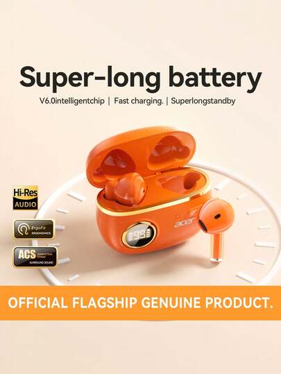 Acer 宏碁 OHR544 无线蓝牙耳机，立体声低音，降噪麦克风，低延迟游戏模式，杜比音效，触控操作，轻巧便携，超长续航，兼容智能手机/平板电脑/笔记本电脑，配备充电盒。推荐作为圣诞节/情人节礼物。