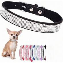 Sparkling Rhinestone Pet Collar, Fancy Diamond Decor Collar For Small Medium Dogs & Cats - 黑色 - 查看 1