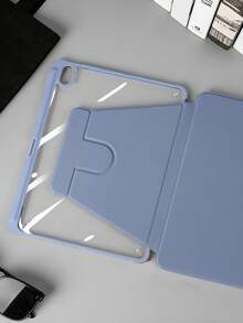 360°旋转亚克力高透明可折叠平板电脑保护套，适用于iPad Mini 6/Mini 7/Air/Air2/9.7/10.2/10.5/Air4/Air5/第十代/10.9/Pro11/Air11(M2)2025/Air13(M2)2024/Pro11(M4)2024/Pro13(M4)2024 12.9英寸/Air 13(M3 2025)/Air 11英寸(M3) 2025/(A16) 11英寸第十一代2025款，高透明亚克力后盖，多角度360°旋转支架，内置笔槽，软边全包覆式设计，简约/休闲/经典平板电脑保护套（不含平板电脑） - 燻衣紫 - 查看 3