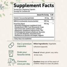 NMN Complex 1,000mg Per Serving, 10-1 Complex, Zero Filler, Pure NMN 500mg With Vitamin C, Resveratrol, CoQ10, TMG, Quercetin, & Glutathione| NAD+ Supplement Precursor - mặc định - Xem 2