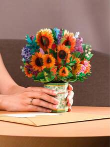 3D Pop-Up Floral Greeting Card With Envelope, Suitable For Mother's Day, Graduation, Anniversary, Get Well, Thank You And Other Occasions As Birthday Card And Gift - Multicolor - View 5