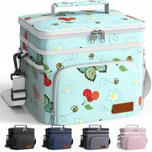 Insulated Lunch Box For Men & Women - Leak-Proof Cooler Lunch Bag With 4 Pockets, Adjustable Strap, Ideal For Work, Picnic, Travel - Medium, Gre1en Flower, 10.2\*6.9\*8.5\ - Gre1enFlower9L1Tier - Xem 1
