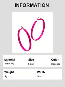 2pcs/Set Of Fashionable Oil Dripping Rose Red Women's Earrings - Hot Pink - View 6