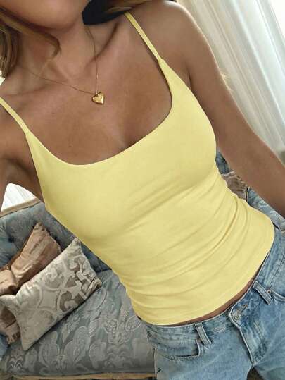 Áo thun nữ Vaiaye cổ tròn màu trơn, kiểu dáng ôm sát, thích hợp cho kỳ nghỉ hè, áo hai dây gợi cảm phong cách Y2K thời trang, phù hợp cho kỳ nghỉ biển và mặc thường ngày mùa hè.