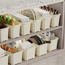 1pc/2pcs Set Ivory Sliding Storage Basket, Breathable Organizer Box For Under Sink, Kitchen Cabinet, Bathroom, Office, Ideal Mother's Day Gift - White [Large Size] - View 2