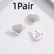 Heart-Shaped Magnetic Clasp Pendant, Heart Design Helps DIY Jewelry Magnetic Connector Bracelet Necklace - Multicolor - View 15